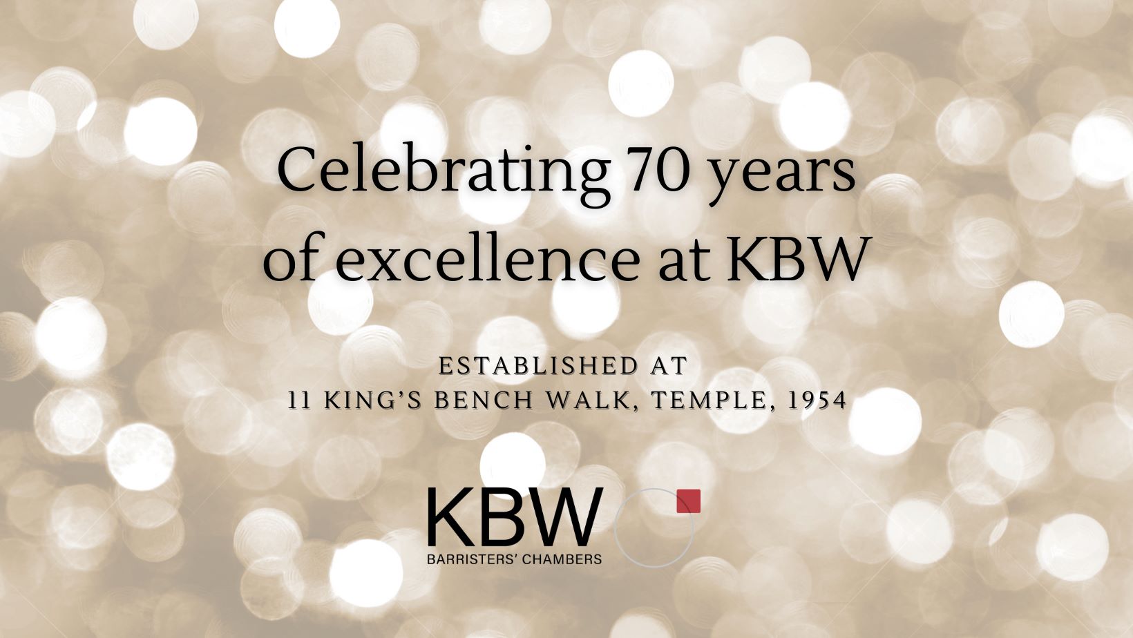 IN CELEBRATION OF KBW’S 70TH ANNIVERSARY