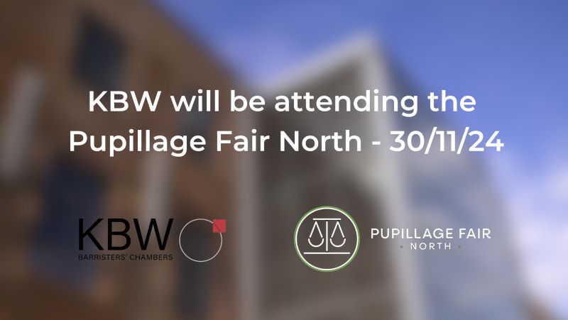 Members of KBW Chambers will be attending the inaugural Pupillage Fair (North) organised by the North Eastern and Northern Circuits at the Leeds Law School on Saturday 30th November 2024.